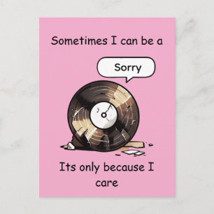 Postal Arte divertido de disco roto, lo siento porque me