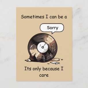 Postal Arte divertido de disco roto, lo siento porque me 