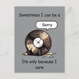 Postal Arte divertido de disco roto, lo siento porque me