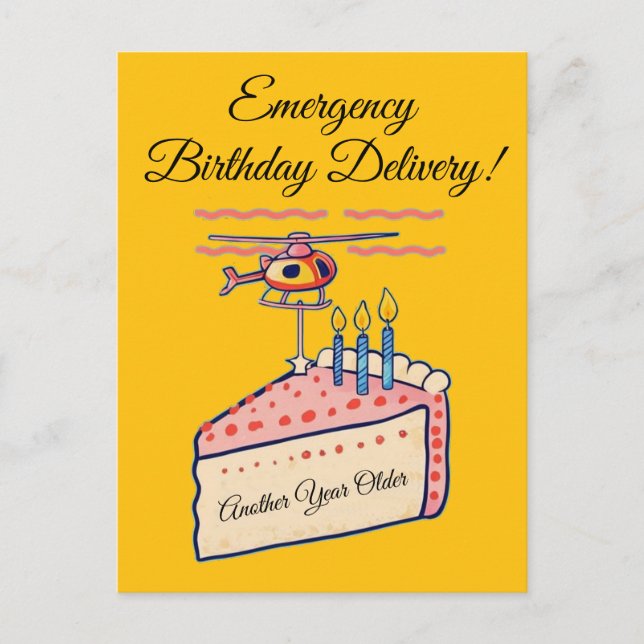 Postal Arte divertido de entrega de pastel de cumpleaños  (Anverso)