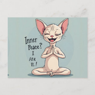 Postal Arte divertido de gato Sphynx con paz interior