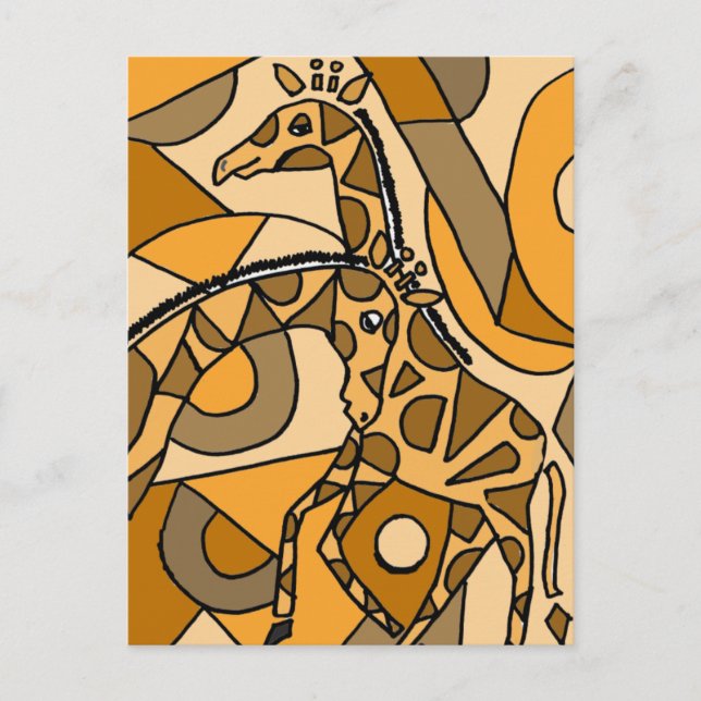 Postal Arte divertido de jirafa XX (Anverso)