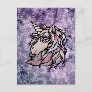 Postal Arte divertido de unicornios lindos diseño de unic