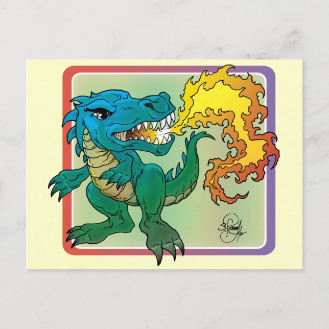 Postal Arte Dragón inspirado en poco t por Scott Rosema (Anverso)