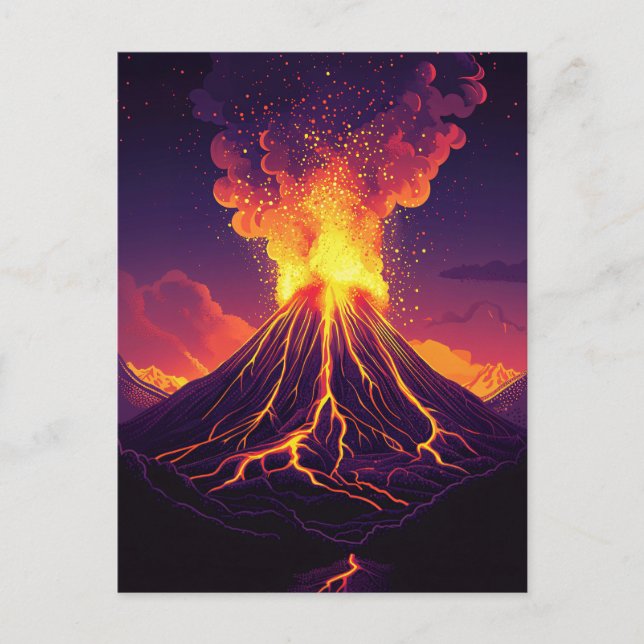 Postal Arte dramático de volcán en erupción (Anverso)