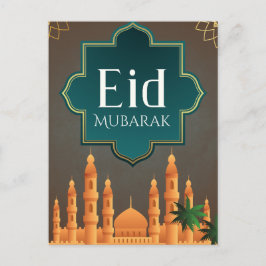 Postal Arte elegante de la silueta de la mezquita Eid Mub