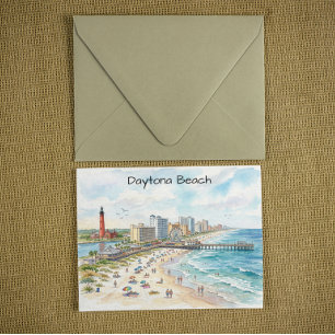 Postal Arte en Acuarela del Encanto Costero de Daytona Be
