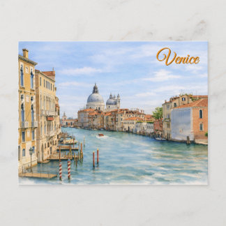 Postal Arte en Acuarela del Gran Canal de Venecia