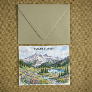 Postal Arte en Acuarela del Parque Nacional Mount Rainier
