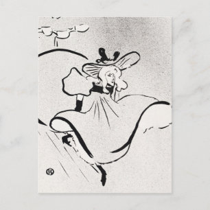 Postal Arte en blanco y negro Jane Avril por Toulouse Lau
