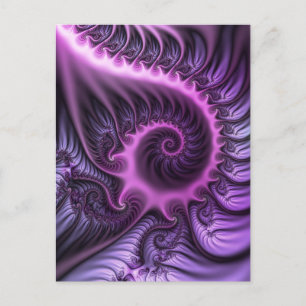 Postal Arte en espiral fractal abstracto vívido rosa púrp