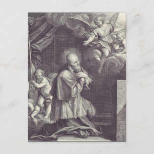 Postal Arte en negro y blanco de San Francisco de Sales