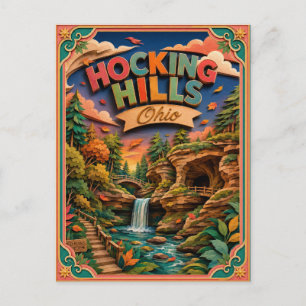Postal Arte en Papel de Hocking Hills Ohio PopCut Estados