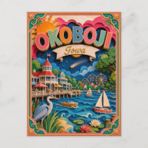 Arte en Papel de Okoboji Iowa PopCut Estados