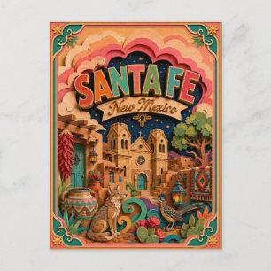 Postal Arte en Papel de Santa Fe Nuevo México PopCut Esta