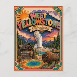 Postal Arte en Papel de West Yellowstone Montana PopCut E