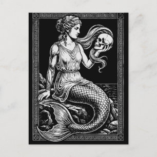 Postal Arte enmarcado de sirena del mar