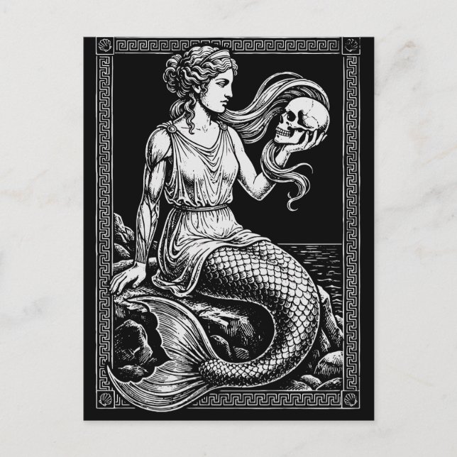 Postal Arte enmarcado de sirena del mar (Anverso)