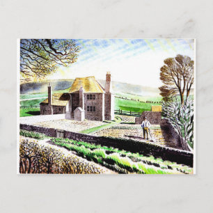 Postal Arte Eric Ravilious, cabaña de Shepherd