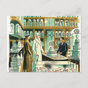 Postal Arte Eric Ravilious, La tienda de Bodas