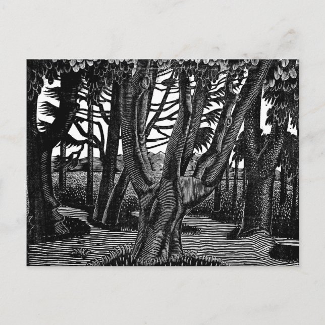 Postal Arte Eric Ravilious, Woodland Outside Florence, (Anverso)