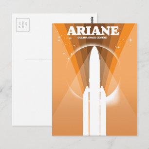 Postal arte espacial del Centro Espacial Guayanés Ariane