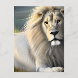 Postal Arte Etéreo León Majestuoso Blanco