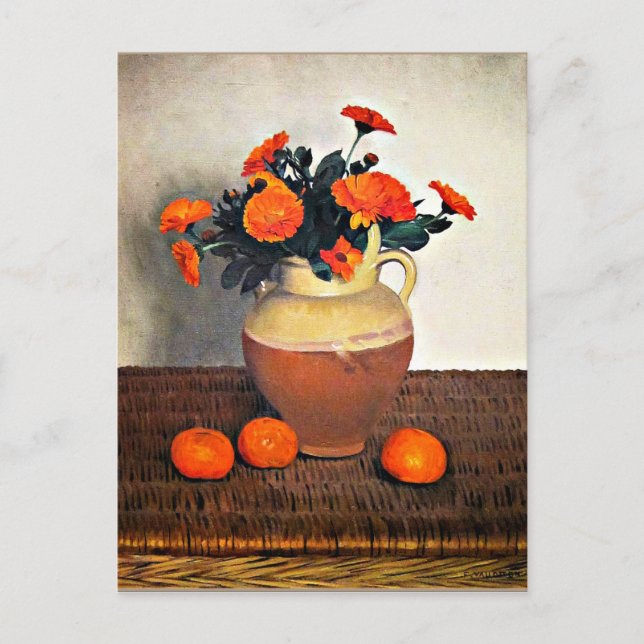 Postal Arte Felix Vallotton, Marigolds y Tangerines (Anverso)