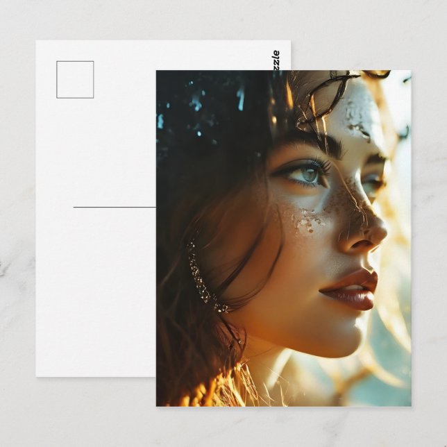 Postal Arte femenino de doble exposición (Anverso / Reverso)