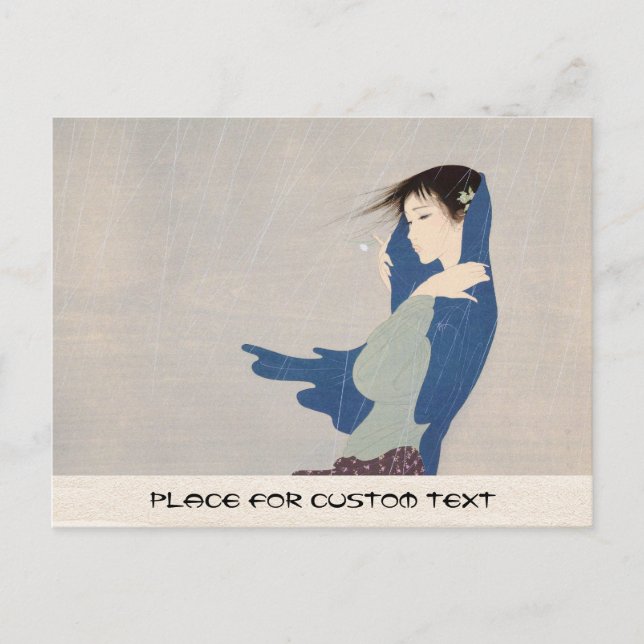 Postal Arte femenino japonés Nakajima Kiyoshi Fine Rain (Anverso)