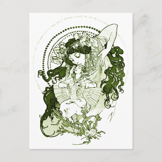 Postal Arte femenino vintage (Anverso)