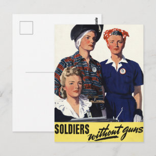 Postal Arte feminista de soldados de la Segunda Guerra Mu
