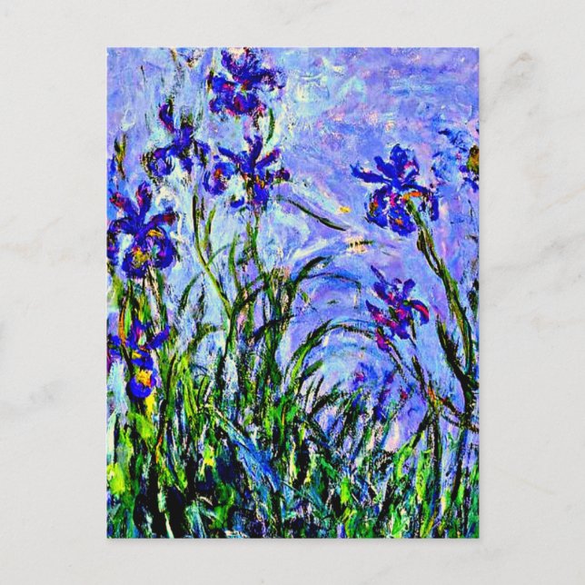 Postal Arte fino de Lilac Irises por Claude Monet, (Anverso)