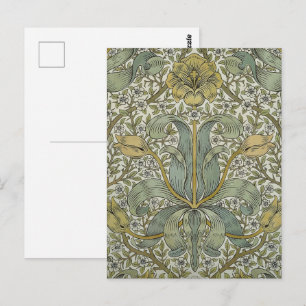 Postal Arte floral amarillo de matorral primaveral de Wil