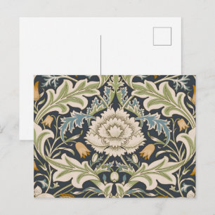 Postal Arte floral azul marino de William Morris Severn
