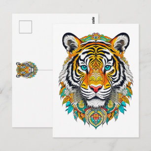 Postal Arte floral boho hippie año del tigre