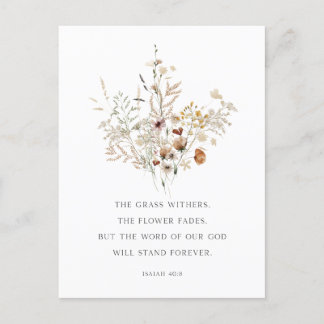 Postal Arte floral cristiano Isaiah 40:8 Postcard