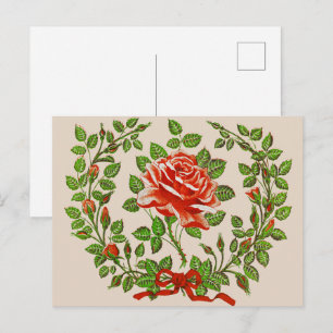 Postal Arte Floral de Bienvenida Corona de Rosas Rojas Vi