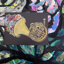 Postal Arte floral de la banda de cuernos francesa