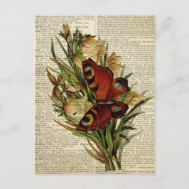 Postal Arte floral de mariposa en la página del diccionar