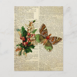 Postal Arte floral de mariposa en la página del diccionar