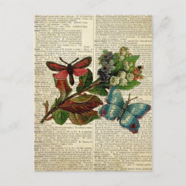 Postal Arte floral de mariposa en la página del diccionar