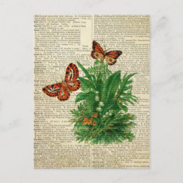 Postal Arte floral de mariposa en la página del diccionar
