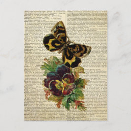 Postal Arte floral de mariposa en la página del diccionar