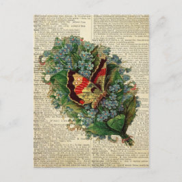 Postal Arte floral de mariposa en la página del diccionar