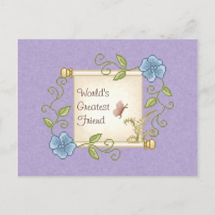 Postal Arte floral del pixel de la voluta