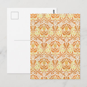 Postal Arte floral naranja Bough dorado de William Morris