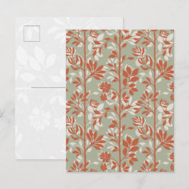 Postal Arte Floral Poético Coral Salvia Botánica
