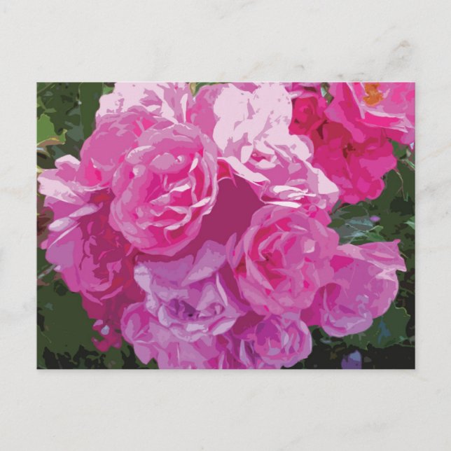 Postal Arte floral rosa (Anverso)