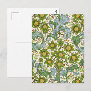 Postal Arte floral verde del huerto de William Morris